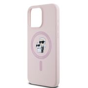 Husa pentru  iPhone 15 Pro Karl Lagerfeld - Silicone MagSafe - roz neon