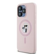 Husa pentru  iPhone 15 Pro Karl Lagerfeld - Silicone MagSafe - roz neon