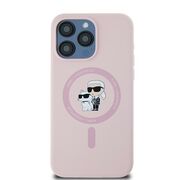 Husa pentru  iPhone 15 Pro Karl Lagerfeld - Silicone MagSafe - roz neon