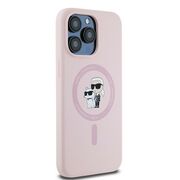 Husa pentru  iPhone 15 Pro Karl Lagerfeld - Silicone MagSafe - roz neon