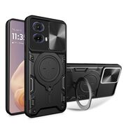 Husa pentru  Motorola Moto G35 cu protecție pentru cameră și suport magnetic integrat Ring Shockproof, negru