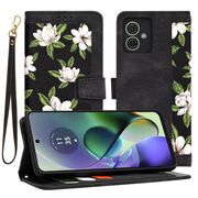 Husa tip carte pentru  Motorola Moto G55, functie stand si port carduri, negru denim