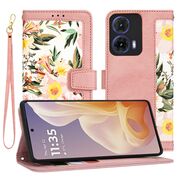 Husa tip carte pentru  Motorola Moto G35, functie stand si port carduri, roz