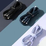 Cablu de date si incarcare 3 in 1 Baseus - Data Cable Flash Series 2 USB Type-C la USB Type-C, Lightning, Micro-USB Fast Charging 100W, 1.5 m - albastru