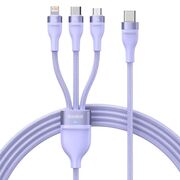 Cablu de date si incarcare 3 in 1 Baseus - Data Cable Flash Series 2 USB Type-C la USB Type-C, Lightning, Micro-USB Fast Charging 100W, 1.5 m - mov