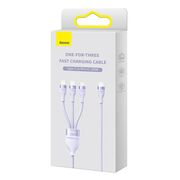 Cablu de date si incarcare 3 in 1 Baseus - Data Cable Flash Series 2 USB Type-C la USB Type-C, Lightning, Micro-USB Fast Charging 100W, 1.5 m - mov
