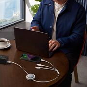 Cablu de date si incarcare 3 in 1 Baseus - Data Cable Free2Draw USB 3.0 la USB Type-C, Lightning, Micro-USB Fast Charging 100W, retractabil, 1.1 m - alb