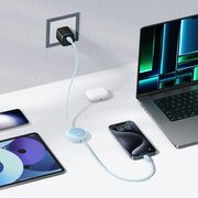 Cablu de date si incarcare Baseus - Data Cable Free2Pull Mini USB Type-C la USB Type-C, Fast Charging 60W, retractabil, 1m - albastru