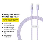 Cablu de date si incarcare Baseus - Data Cable Gem USB Type-C la USB Type-C, Super Fast Charging 100W, 1m - mov