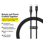 Cablu de date si incarcare Baseus - Data Cable Gem USB Type-C la USB Type-C, Super Fast Charging 100W, 2m - negru
