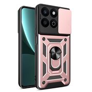 Husa pentru  Honor 200 Smart Ring Armor Kickstand Tough Rugged Cover cu protectie camera, roz