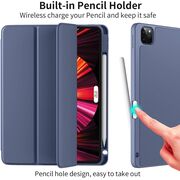 Husa pentru iPad Pro 12.9 2022, 2021, 2020 Soft Shell cu functie wake-up/sleep si compartiment pentru stylus, tip stand - albastru