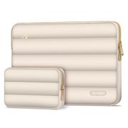 Set Elegant Tech-Protect Puffy: Husa Premium pentru Laptop 13-14 și Husa Accesorii, Protecție Deosebită, Design Rafinats, compatibila Macbook, Lenovo, Microsoft, Acer, HP, Asus, bej