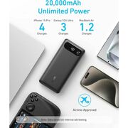 Acumulator extern Anker PowerCore 20000 mAh, 87W, 2x USB-C, 1x USB-A, cablu USB-C incorporat, Negru