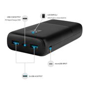 Baterie externa 2x USB, Type-C, 20W, 20000mAh, LCD Display Fixed, FIXZEN-20-BK, negru