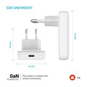 Incarcator GaN Type-C Fixed, slim, 30W, FIXCG30S-C-WH, alb