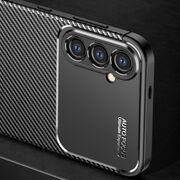 Husa de protectie pentru  Samsung Galaxy S24 FE Auto Focus Slim, Anti-Scratch, cu fibra de carbon si protectie lentile - negru