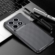 Husa de protectie pentru  Xiaomi 14T Auto Focus Slim, Anti-Scratch, cu fibra de carbon si protectie lentile - negru