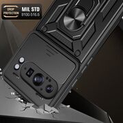 Husa pentru  Google Pixel 9 Pro XL Ring Armor Kickstand Tough Rugged Cover cu protectie camera, albastru