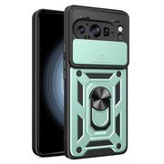 Husa pentru  Google Pixel 9 Pro XL Ring Armor Kickstand Tough Rugged Cover cu protectie camera, verde