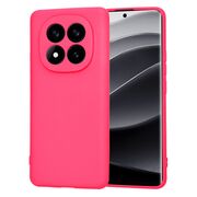 Husa pentru  Xiaomi Redmi Note 14 Pro+ Plus Liquid Silicone, subțire, captusita cu microfibra, anti amprentă, protectie cameră foto, fucsia