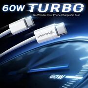 Cablu de date si incarcare USB Type-C la USB Type-C, Super Fast Charging, flexibil si durabil, 60W, 1m, compatibil Samsung, iPhone, Xiaomi, Honor, Oppo, Motorola - alb