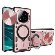 Husa pentru Xiaomi Redmi Note 14 Pro 5G cu protecție pentru cameră și suport magnetic integrat Ring Shockproof, roz