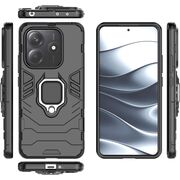 Husa pentru  Xiaomi Redmi Note 14 5G cu inel Ring Armor Kickstand Tough, negru