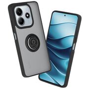 Husa de protectie pentru  Xiaomi Redmi Note 14 5G premium cu inel stand rotativ, suport magnetic si bumper anti-alunecare - negru