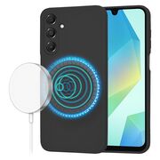 Husa pentru  Samsung Galaxy A16 Liquid Silicone cu MagSafe, subțire, captusita cu microfibra, anti amprentă, protectie cameră foto, negru