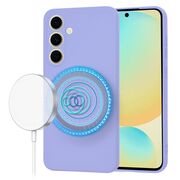 Husa pentru  Samsung Galaxy S24 FE Liquid Silicone cu MagSafe, subțire, captusita cu microfibra, anti amprentă, protectie cameră foto, lavanda