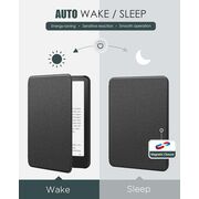 Husa pentru Kindle Paperwhite 2024 (12th gen) 7 inch / Kindle Colorsoft Signature Edition 7 inch slim ultra-light, functie sleep/wake-up, inchidere magnetica - black cat