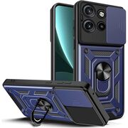 Husa pentru Moto G75 Ring Armor Kickstand Tough Rugged Cover cu protectie camera, Albastru