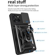 Husa pentru Moto G75 Ring Armor Kickstand Tough Rugged Cover cu protectie camera, Albastru