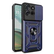 Husa pentru Moto G75 Ring Armor Kickstand Tough Rugged Cover cu protectie camera, Albastru