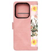 Husa tip carte pentru  Xiaomi Redmi Note 14 5G, functie stand si port carduri, roz