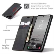 Husa tip carte pentru  OnePlus 13 Retro Business cu inchidere magnetica, Negru Denim