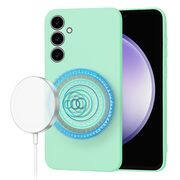 Husa pentru  Samsung Galaxy A35 Liquid Silicone cu MagSafe, subțire, captusita cu microfibra, anti amprentă, protectie cameră foto, Verde Deschis