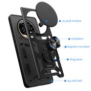 Husa pentru  Realme 13 Pro / 13 Pro+ Ring Armor Kickstand Tough Rugged Cover cu protectie camera, Negru