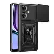 Husa pentru  Realme Note 60 Ring Armor Kickstand Tough Rugged Cover cu protectie camera, Negru