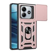 Husa pentru  Xiaomi Redmi Note 14 5G Ring Armor Kickstand Tough Rugged Cover cu protectie camera, Roz