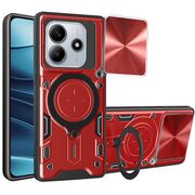 Husa pentru  Xiaomi Redmi Note 14 cu protecție pentru cameră și suport magnetic integrat Ring Shockproof, Rosu