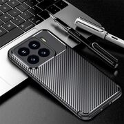 Husa de protectie pentru  Xiaomi 15 Pro Auto Focus Slim, Anti-Scratch, cu fibra de carbon si protectie lentile - Negru