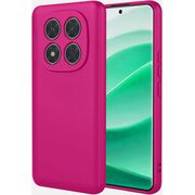 Husa pentru  Redmi Note 14 Pro Liquid Silicone, subțire, captusita cu microfibra, anti amprentă, protectie cameră foto, Fucsia