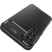 Husa de protectie pentru  Samsung Galaxy S25 Auto Focus Slim, Anti-Scratch, cu fibra de carbon si protectie lentile - Negru denim