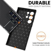 Husa de protectie pentru  Samsung Galaxy S25 Ultra Auto Focus Slim, Anti-Scratch, cu fibra de carbon si protectie lentile - Negru Denim