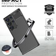 Husa de protectie pentru  Samsung Galaxy S25 Ultra Auto Focus Slim, Anti-Scratch, cu fibra de carbon si protectie lentile - Negru Denim