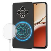 Husa pentru  Oppo Reno 12F, 12FS Liquid Silicone cu MagSafe, subțire, captusita cu microfibra, anti amprentă, protectie cameră foto, Negru
