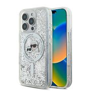 Husa premium pentru  iPhone 16 Pro Max Karl Lagerfeld compatibila Magsafe - Sclipici Argintiu