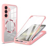 Pachet 360: Husa cu folie integrata pentru  Samsung Galaxy S25+ cu MagSafe Cover360 fata / spate - Roz